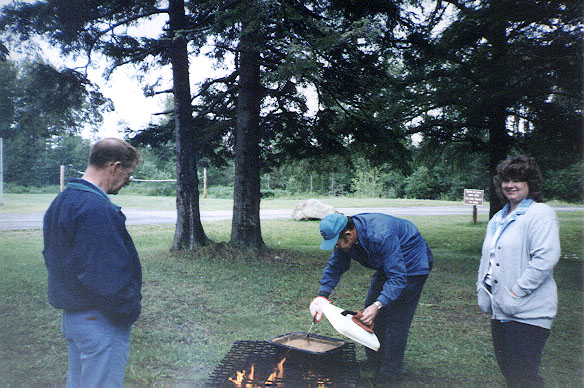 Bob Wunderlich stirs the beans